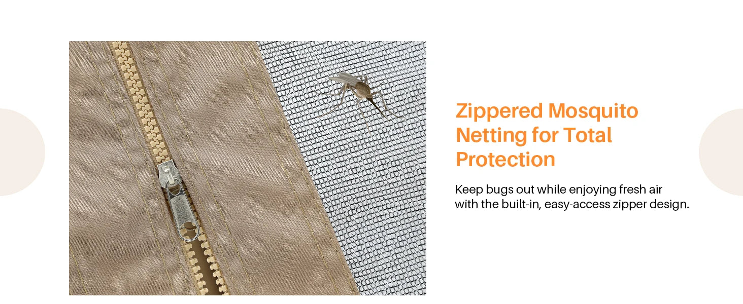 SeeHill 10' x 10' Patio Gazebo with Steel Frame and Double Roof, Outdoor Canopy Tent with Mosquito Netting for Garden or Lawn