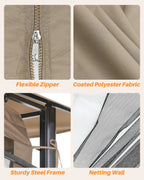 SeeHill 10' x 10' Patio Gazebo with Steel Frame and Double Roof, Outdoor Canopy Tent with Mosquito Netting for Garden or Lawn