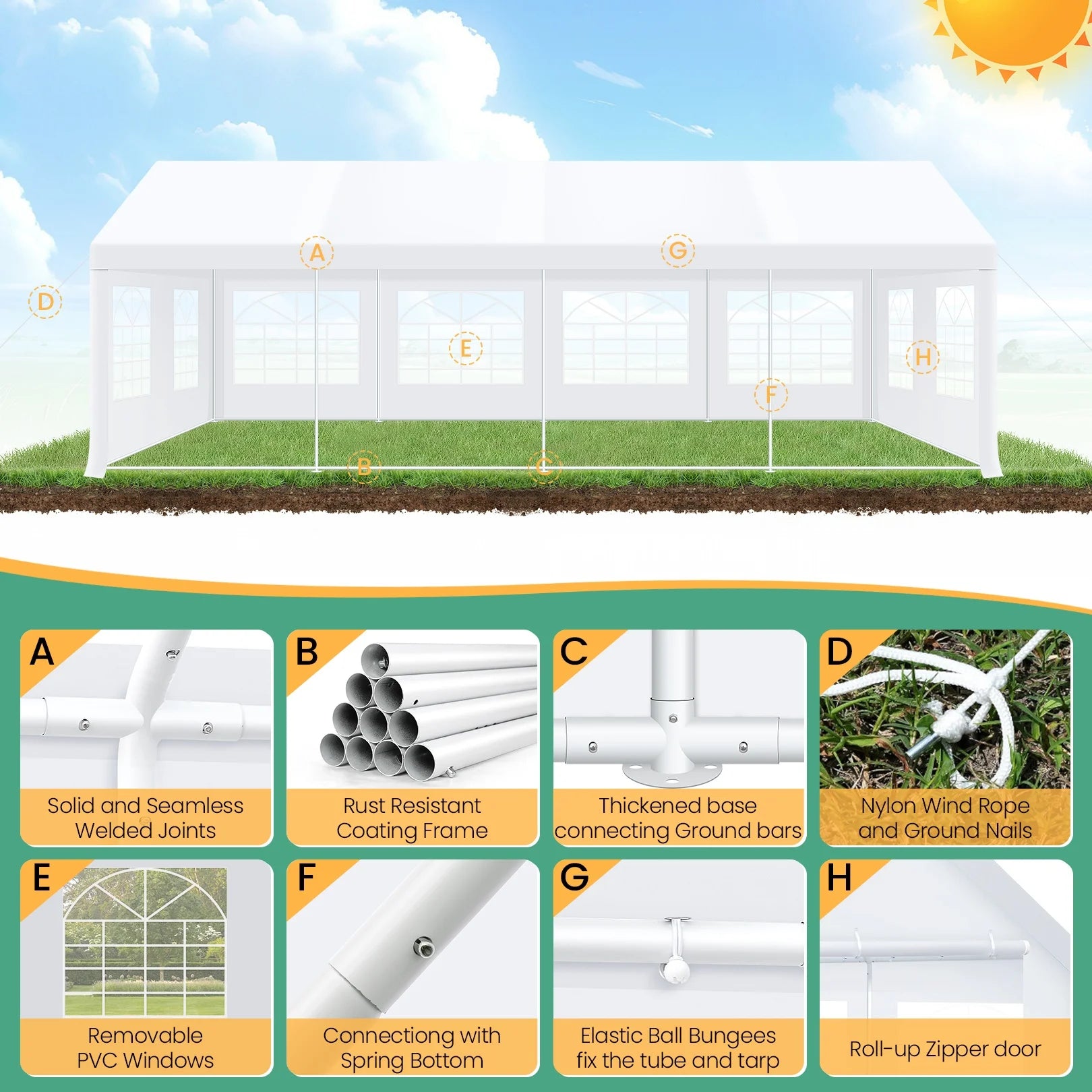 20x30ft Party Tent Gazebo Heavy Duty Canopy Banquet Shed Pavilion With 6 Sidewall Commercial Wedding Gazebo UV 50+ Waterproof