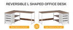 Tribesigns L Shaped Computer Desk with Storage Drawers, 59 inch Corner Desk with Shelves, Reversible L-Shaped Office Desk Study