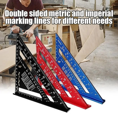 7-Inch Triangle Ruler – Aluminum Alloy Speed Square | Metric & Imperial Markings | Woodworking Angle Tool
