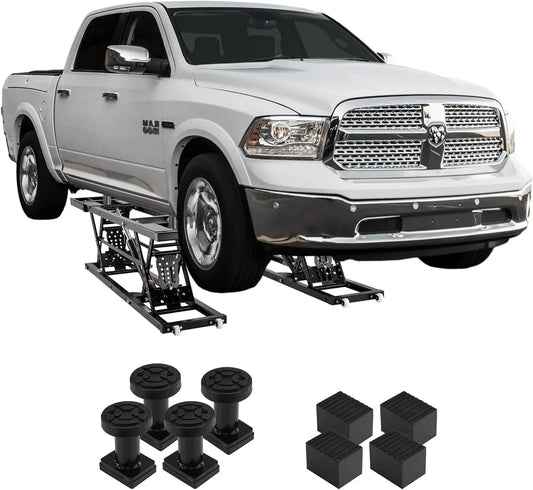 7000 LBS Capacity Portable Car Lift, 26.8" Max. Height, with Extended-Length Plates, Heavy-Duty Carbon Steel Truck Lift
