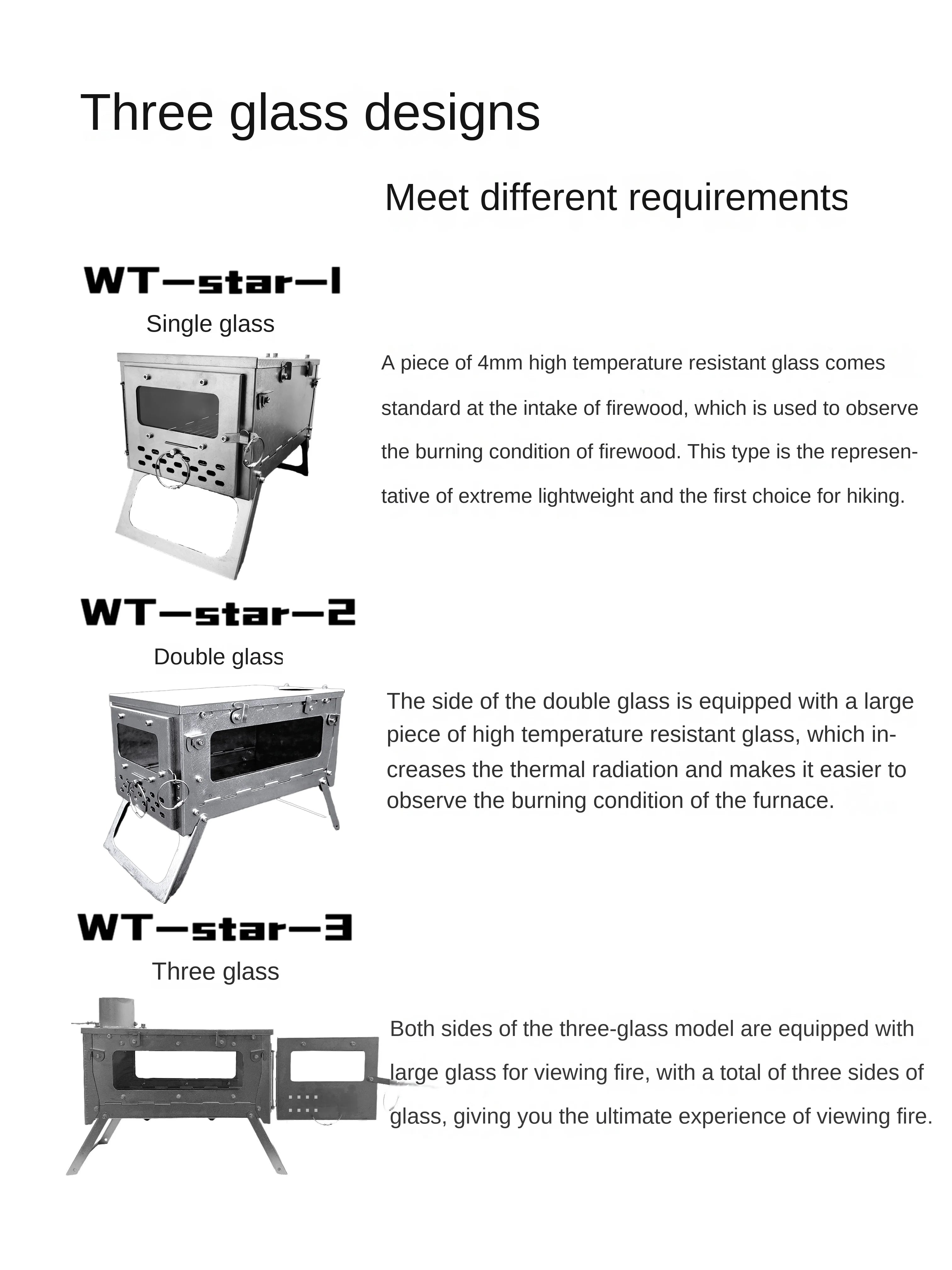 Alloy Folding Firewood Stove Hiking Camping Heating Stove (Titanium )