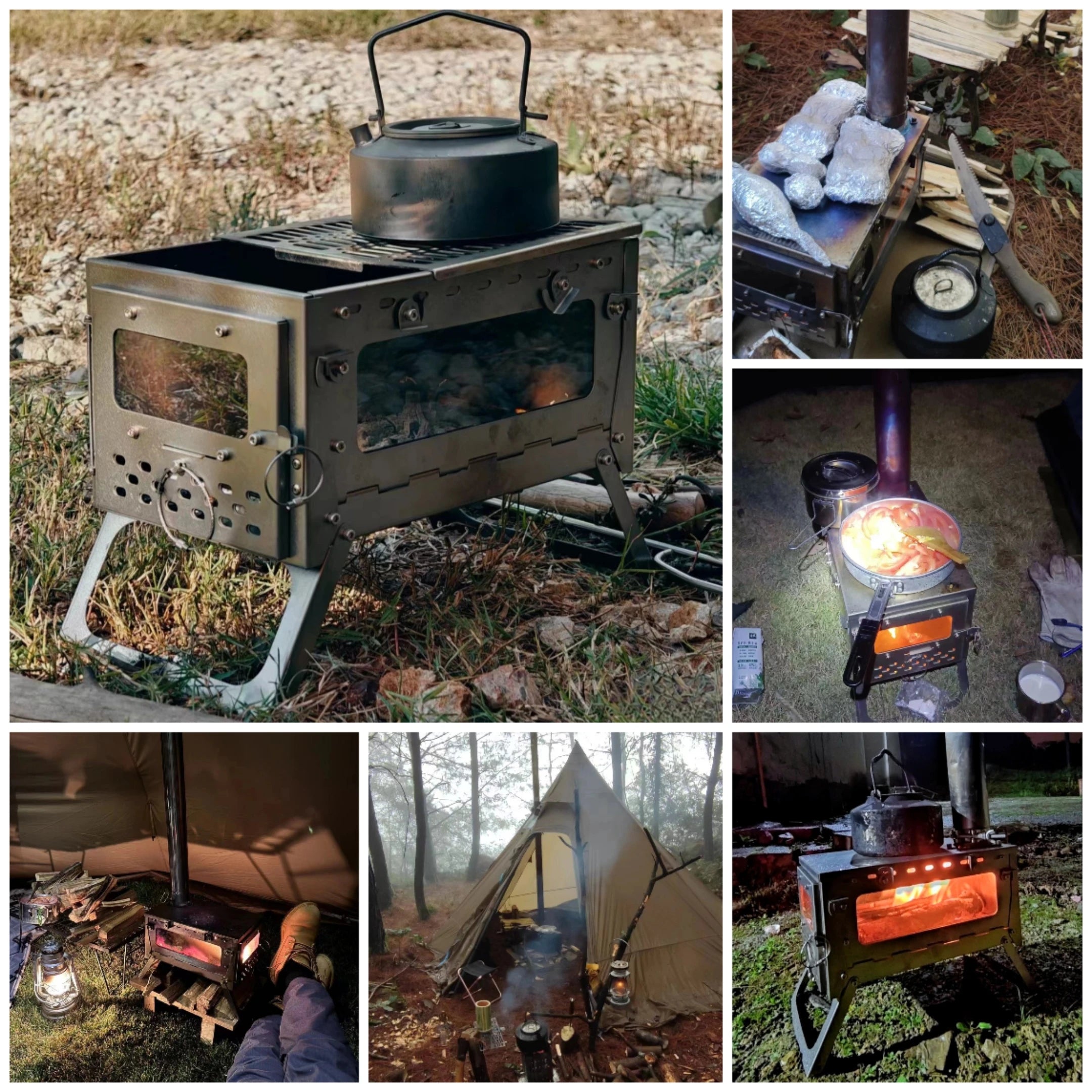 Alloy Folding Firewood Stove Hiking Camping Heating Stove (Titanium )