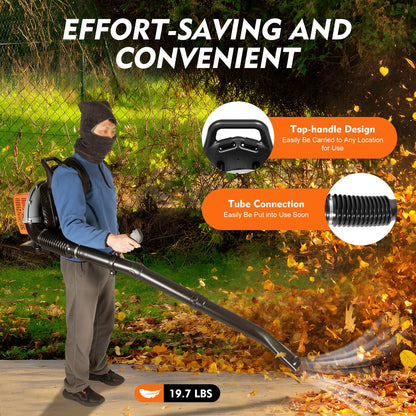 2700W Backpack Leaf Blower 63CC 2 Stroke Gas Powered Leaf Blowers W/ 1.8L Fuel Tank, Air Cooling Gasoline Grass Blower for Yard