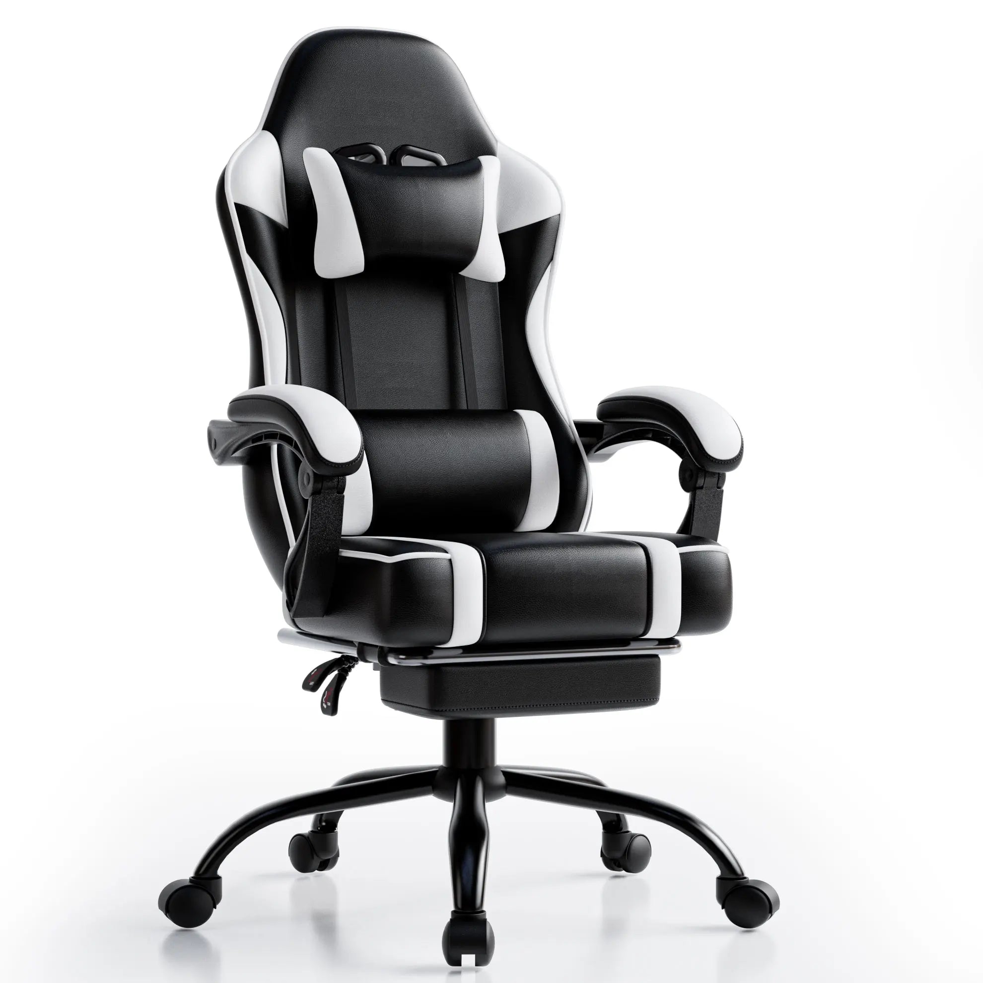 Ergonomic Gaming Chair with Footrest, High-Back Video Game Chair Computer Chair, Office Chair with Headrest and Lumbar, PU Leath