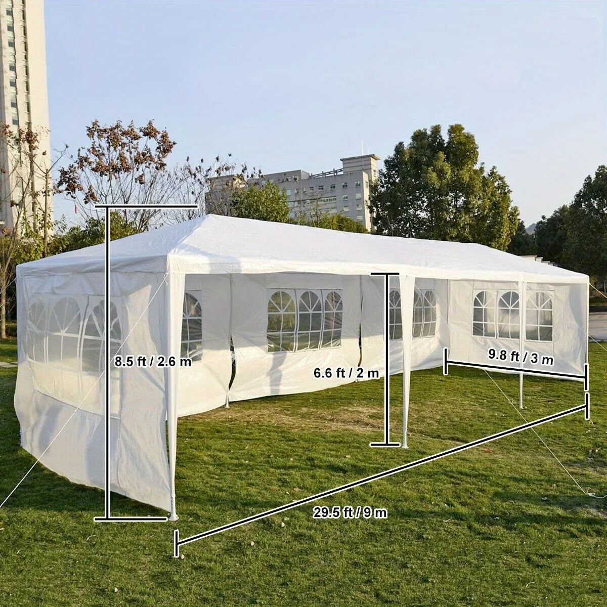 10'x30' Outdoor Canopy Gazebo Patio Wedding Tent Party Pavilion 5-Windows