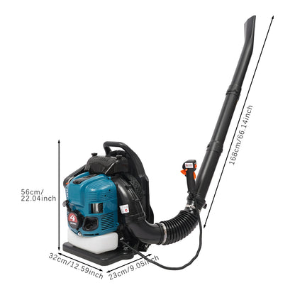 75.6CC 4 Stroke Backpack Leaf Blower 2.6KW Gasoline Powered Engine Lawn Blower Cordless Snow Dust Blowing Cleaning Tool 7000Rpm