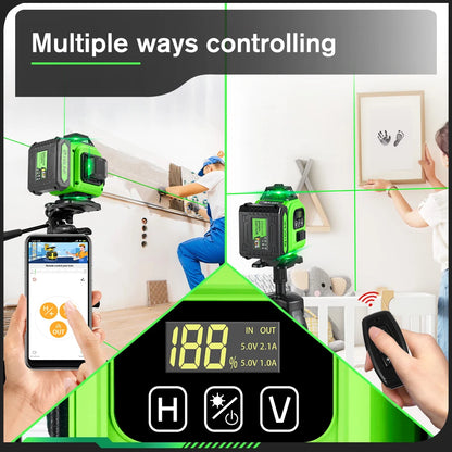 Laser Level 360°  | Green Beam w/ Remote & Tripod  | 16-Line 4D