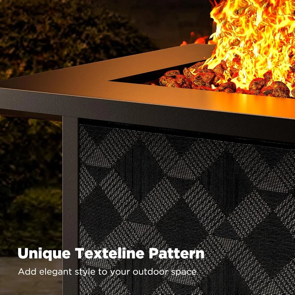 32 Inch Propane Fire Pit Table with 50,000 BTU, Outdoor Gas Fire Pit for Patio, CSA Certified, Removable Lid Included