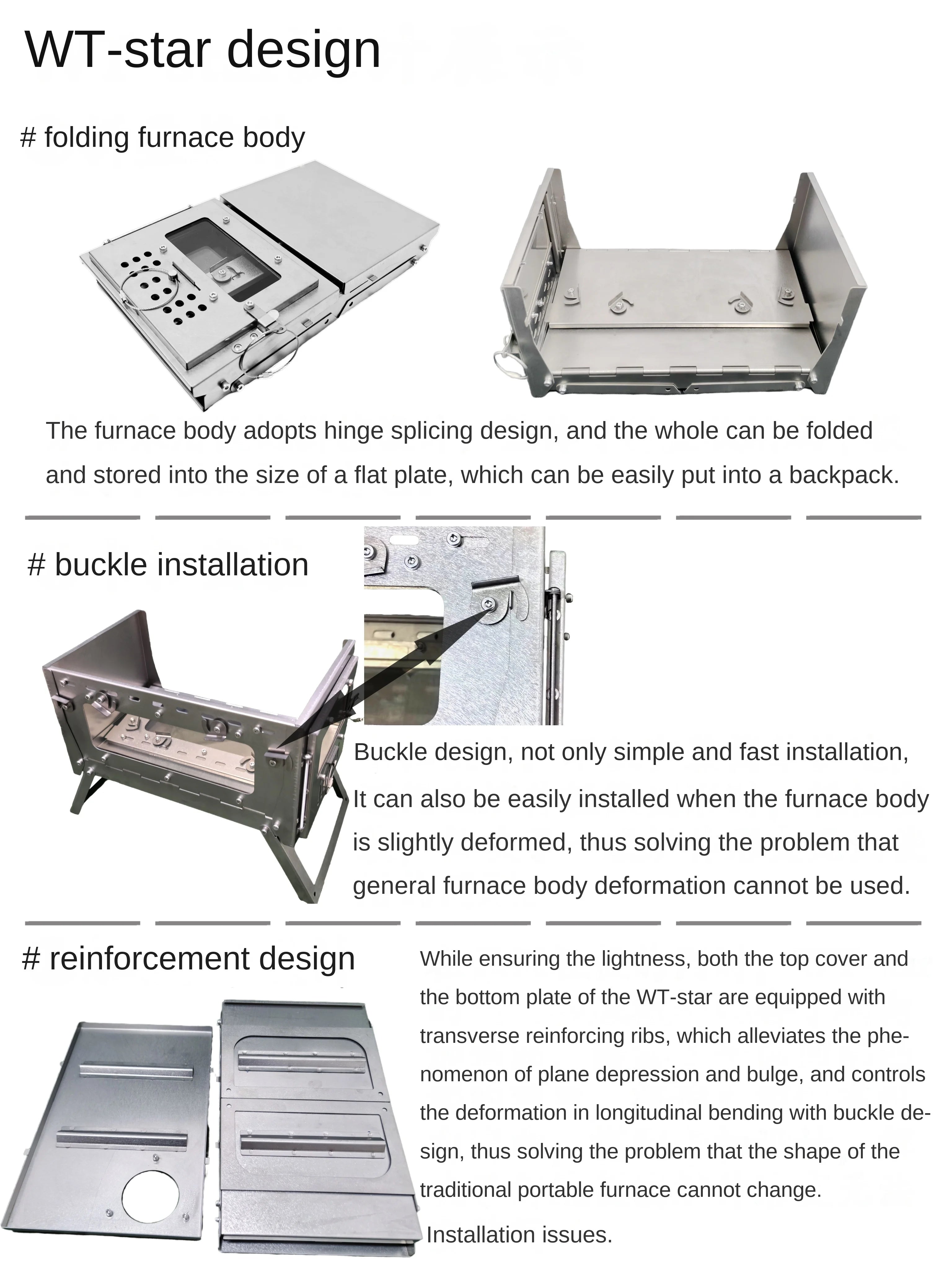 Alloy Folding Firewood Stove Hiking Camping Heating Stove (Titanium )