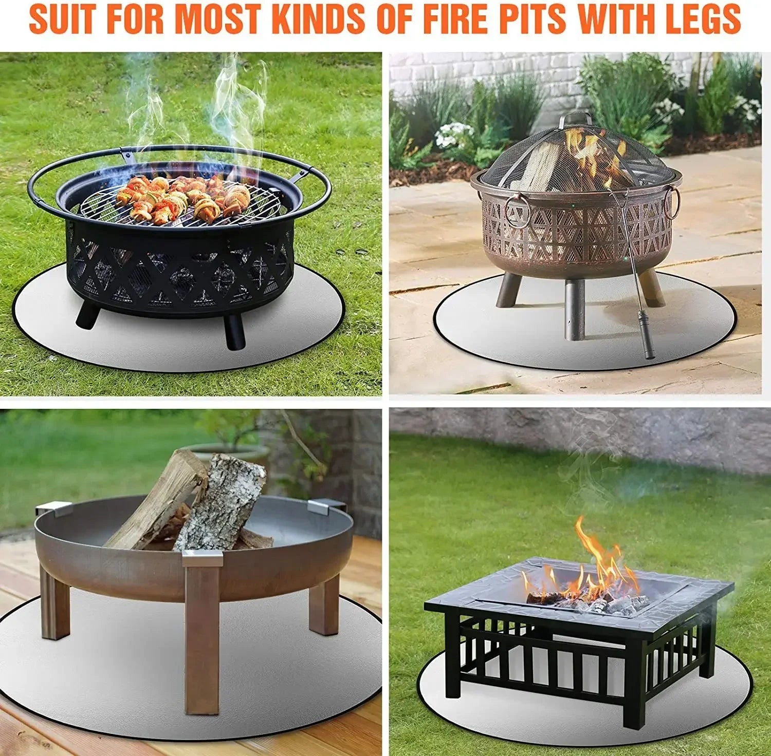 Grill Mat Fireproof Pad Flame Retardant Fiberglass Fire Blanket For Wood Burner Outdoor Picnic Barbecue Heat Insulation