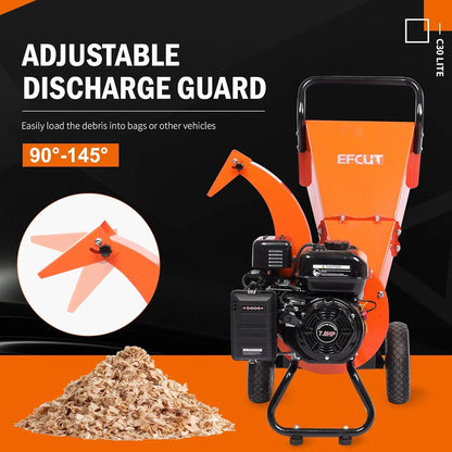 2025-hotC30 LITE Wood Chipper Shredder Mulcher Heavy Duty 7 HP 212cc Gas Powered 3 Inch Max