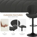 4 Pcs Rotary Bar Stools, 360° Adjustable Counter Height Stool, PU Leather Upholstered With Backrest And Handrails，Bar Furniture