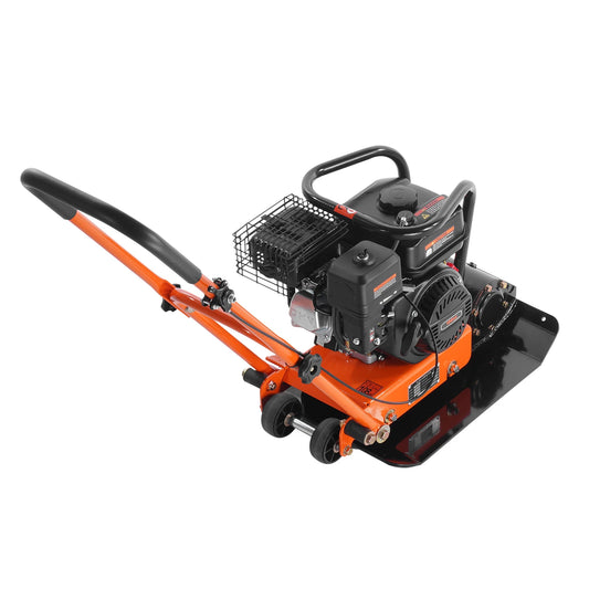 Gasoline Plate Compactor 6.5 HP Force Vibratory Compaction Tamper For Walkways, Patios, Asphalts Paver Landscaping