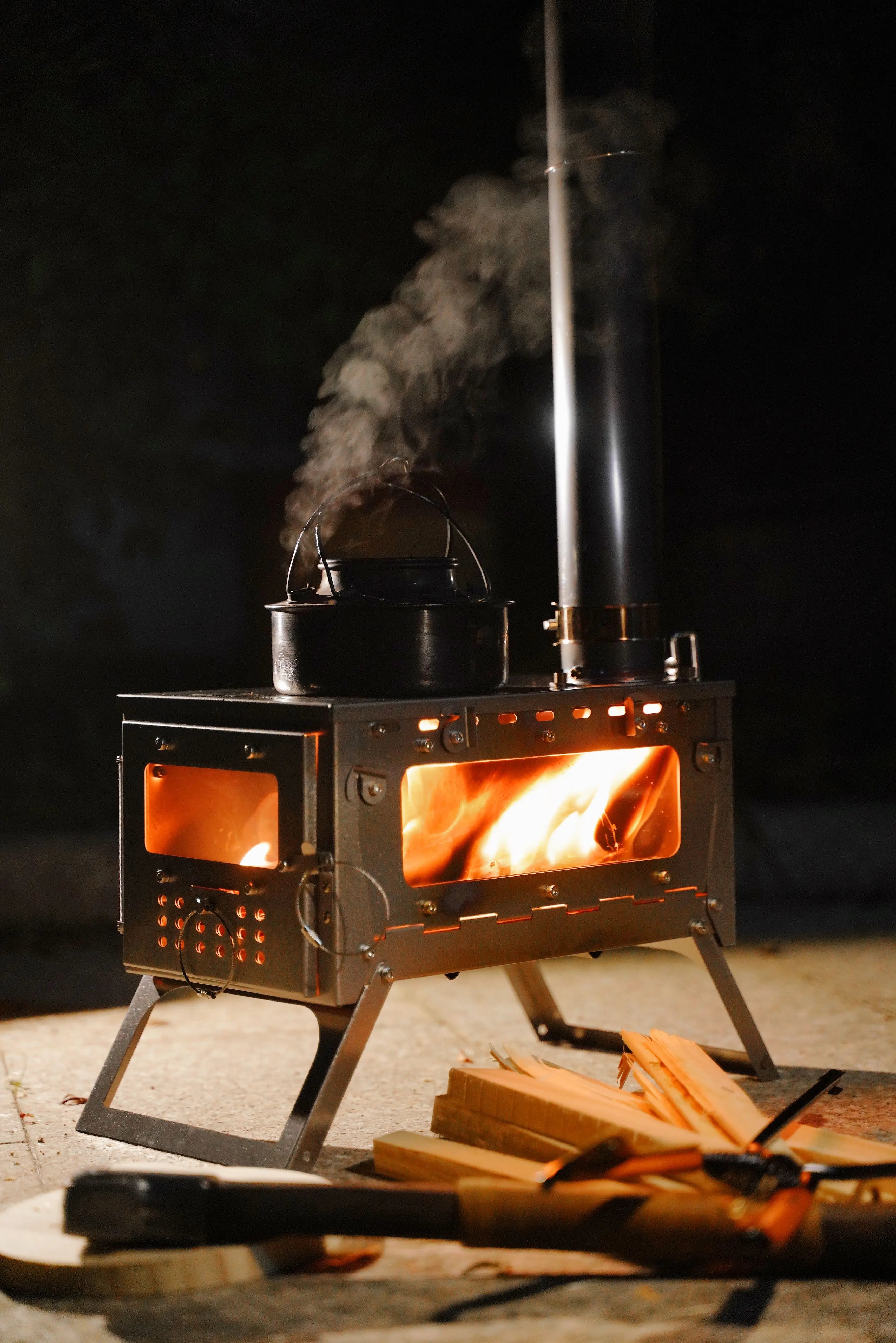 Alloy Folding Firewood Stove Hiking Camping Heating Stove (Titanium )