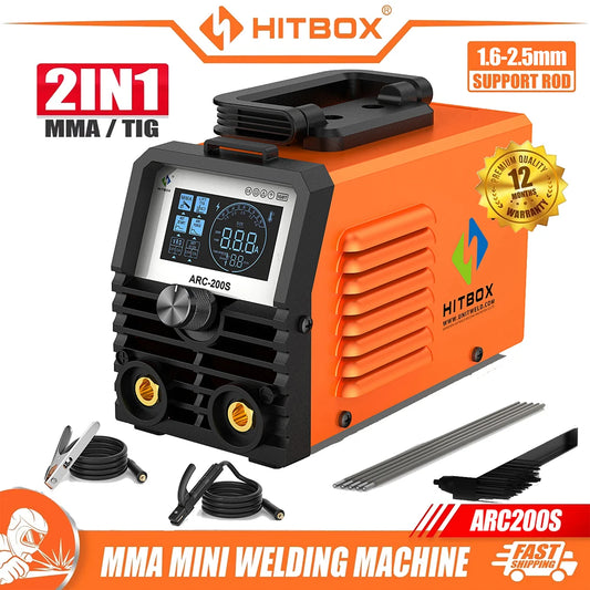 HITBOX ARC200S 2-in-1 Mini Welder | ARC MMA + LIFT TIG 200A 220V
