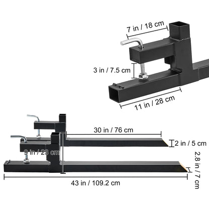 43"/60" Clamp-On Pallet Forks – 2000/4000 lbs Tractor Bucket Attachments for Skid Steer & Loader