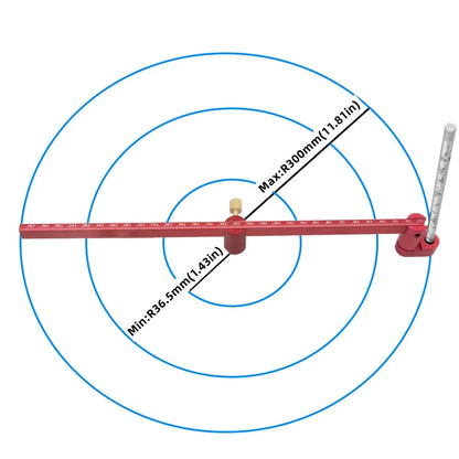 300mm Adjustable Aluminum Compass Circle Ruler – Fixed-Point Marking Gauge for Woodworking & DIY Projects