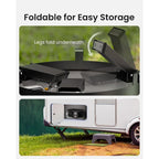 19 Inch Large Outdoor Propane Fire Pit with Grill, Folding Legs, Hose Hooks, Tank Holder, Cover, and Carry Bag