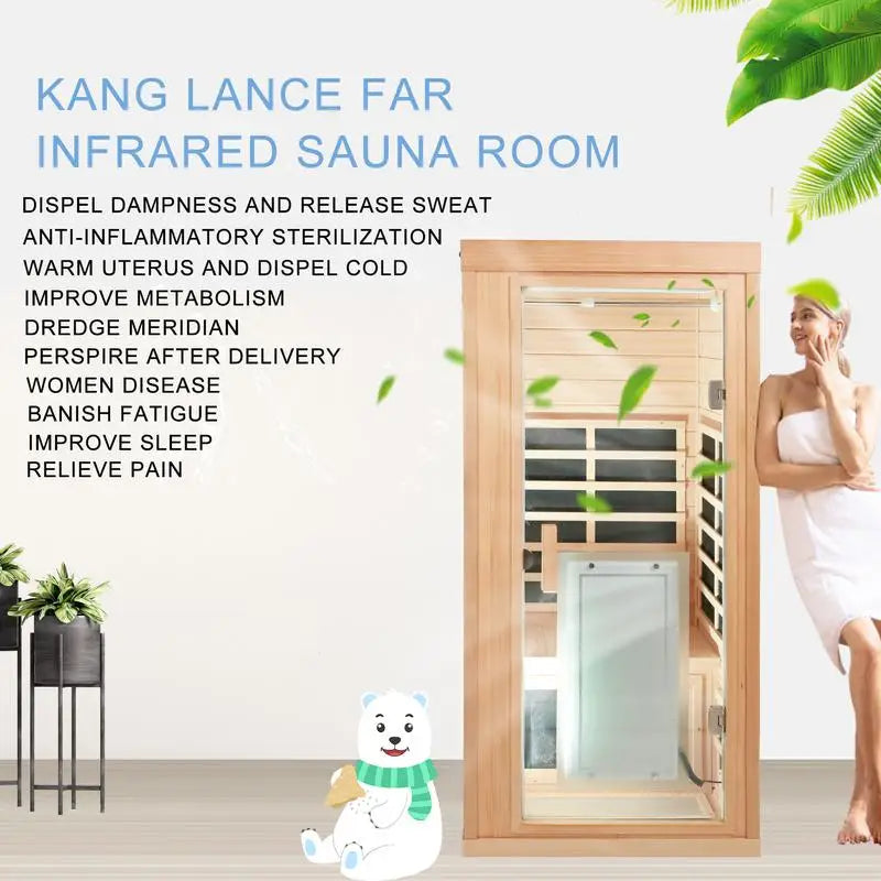 One Person Sauna Room Front Wall W632S00002, Compact Home Sauna Panel, Indoor Relaxation Space, Ideal for Wellness and Stress
