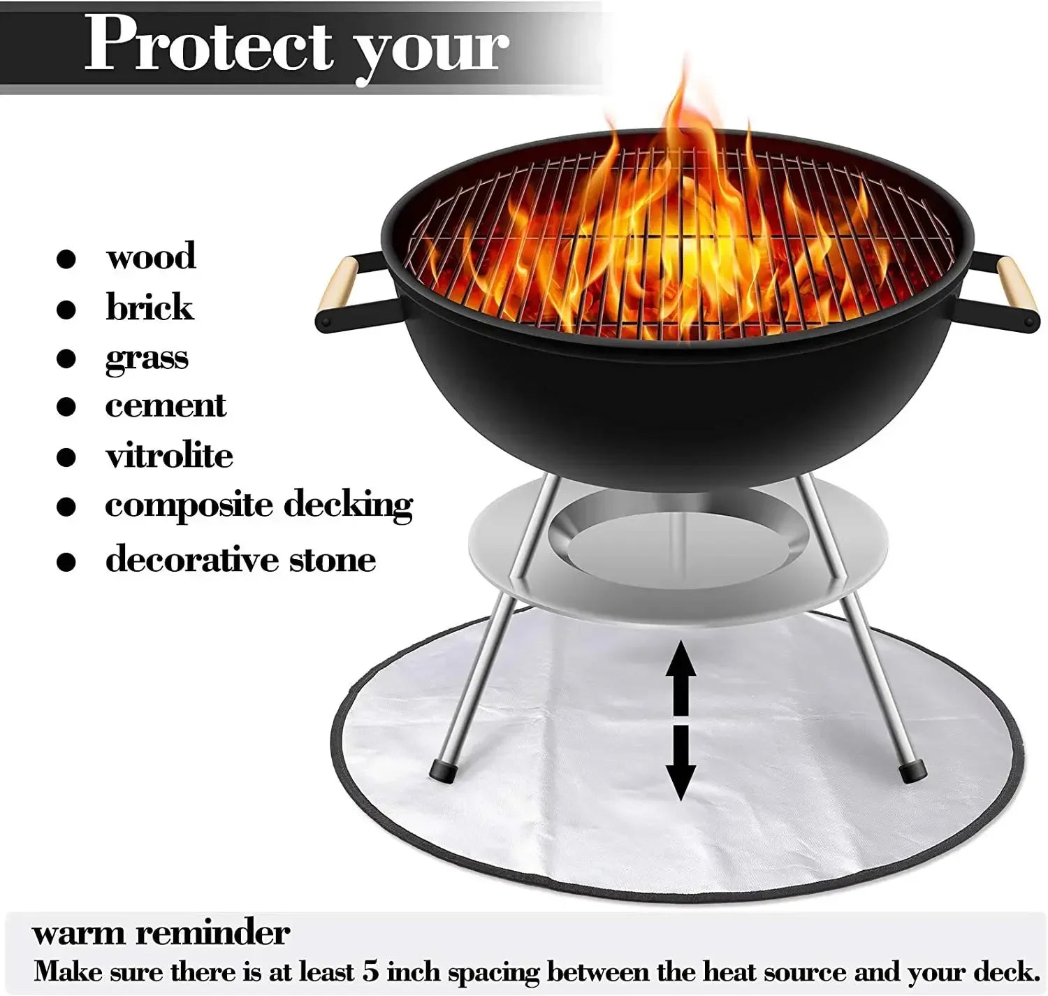 Grill Mat Fireproof Pad Flame Retardant Fiberglass Fire Blanket For Wood Burner Outdoor Picnic Barbecue Heat Insulation