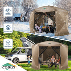 12x12ft Pop up Gazebo Screen House Tent with Mosquito Netting, 6 Sided Pop-up Canopy Shelter Tent Easy-Set Portable Gazebo