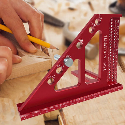 3D Multi-Angle Woodworking Square Protractor – CNC Aluminum Alloy Triangle Ruler & T-Type Scriber for 22.5°/30°/45°/60°/67.5°/90° Marking
