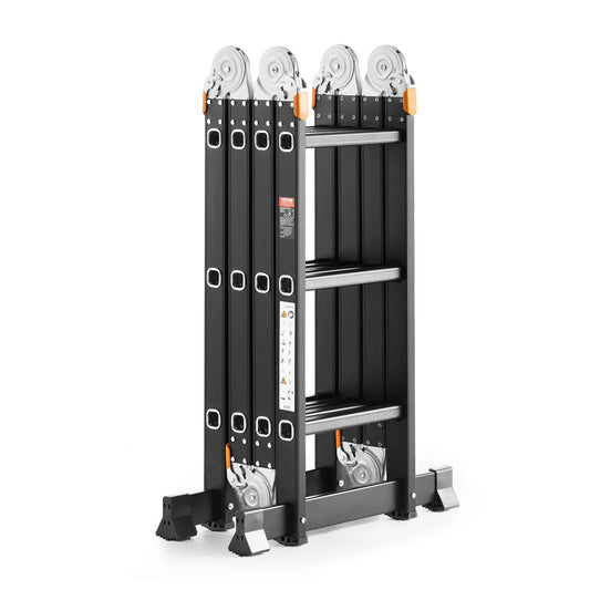 12ft Multi-Purpose Folding Ladder 7-in-1 | Adjustable Aluminum Telescoping A-Frame Step Ladder for Indoor & Outdoor Use
