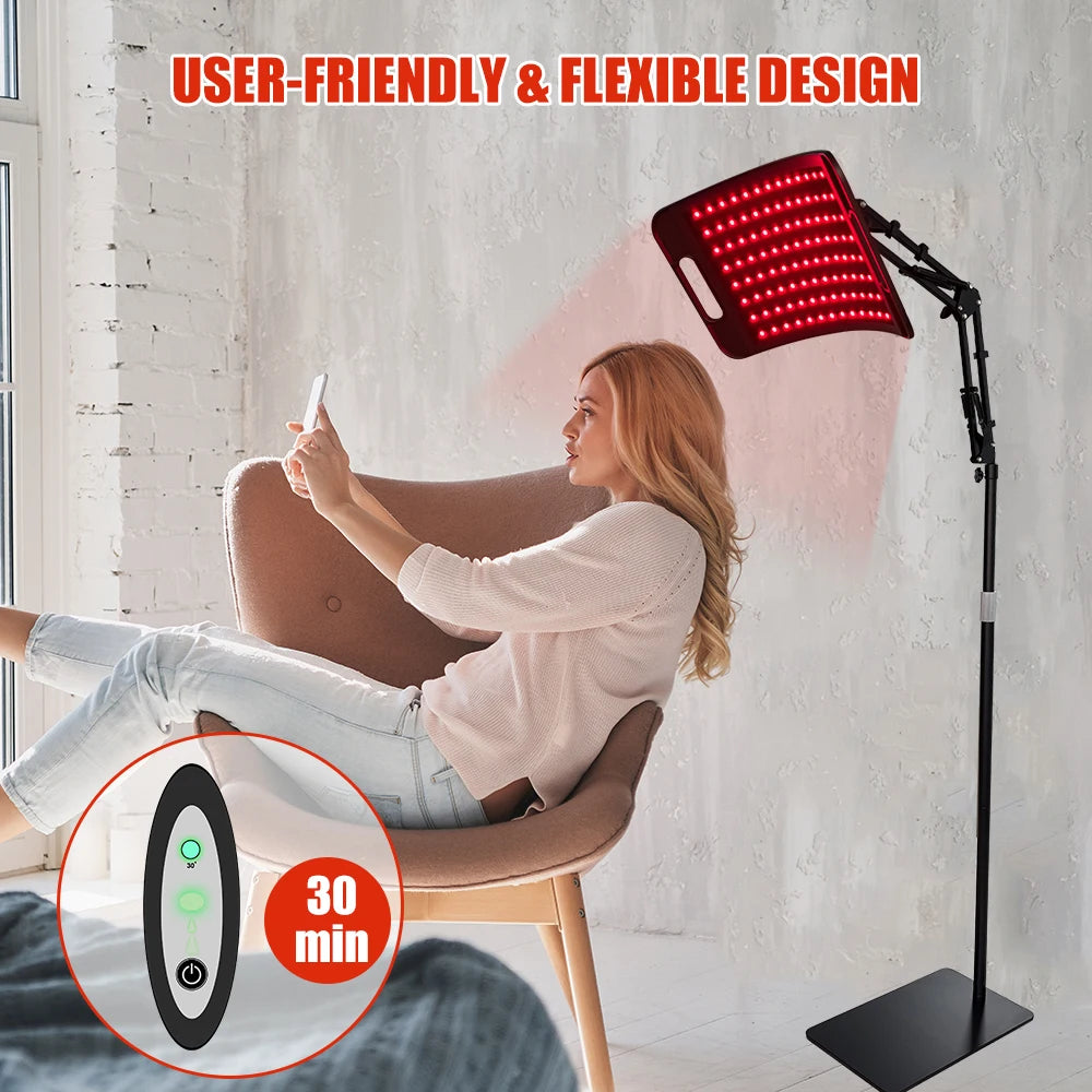 Red Light Lamp For Face and Body Home Use 660nm 850nm Near Infrared Light Panel Device with Adjustable Stand with Timer