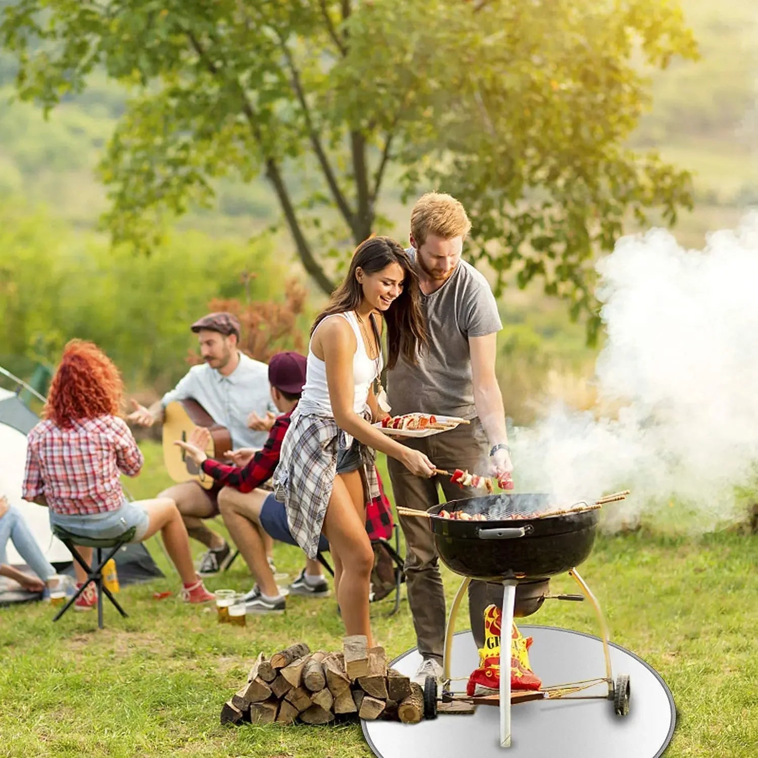 Grill Mat Fireproof Pad Flame Retardant Fiberglass Fire Blanket For Wood Burner Outdoor Picnic Barbecue Heat Insulation