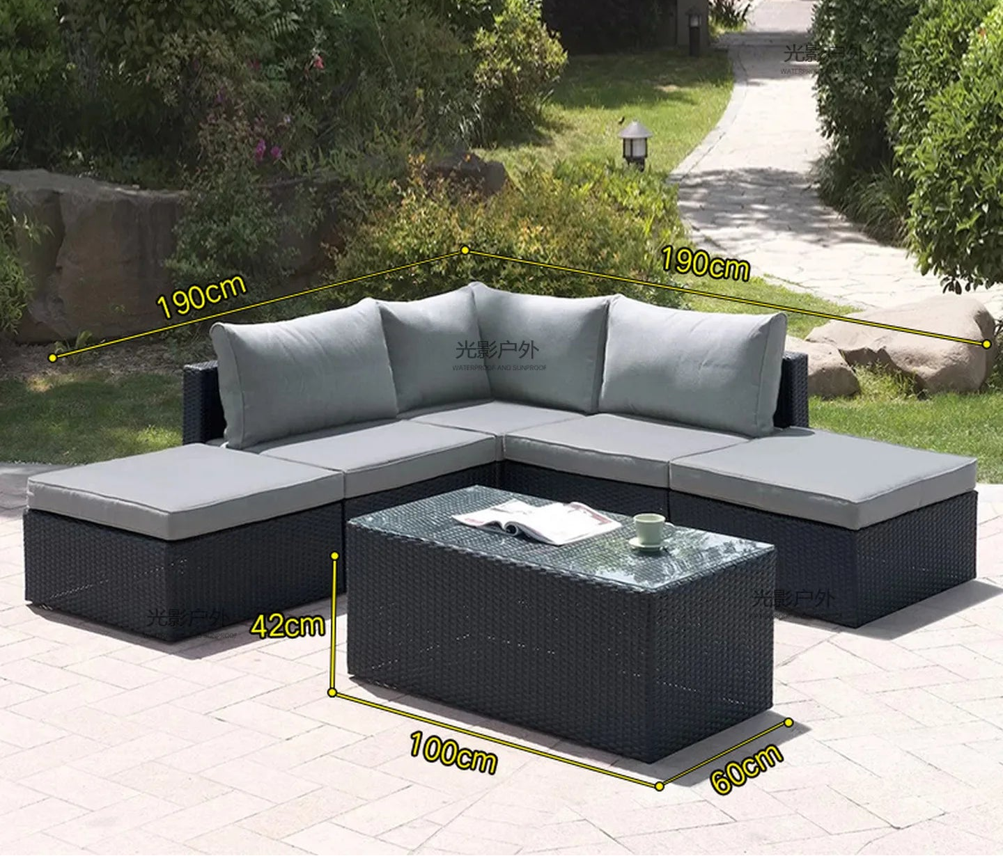 Outdoor Rattan Garden Furniture Sets Sofa Modern Luxury Metal Garden Furniture Sets Storage Table Conjunto Trendy Furniture