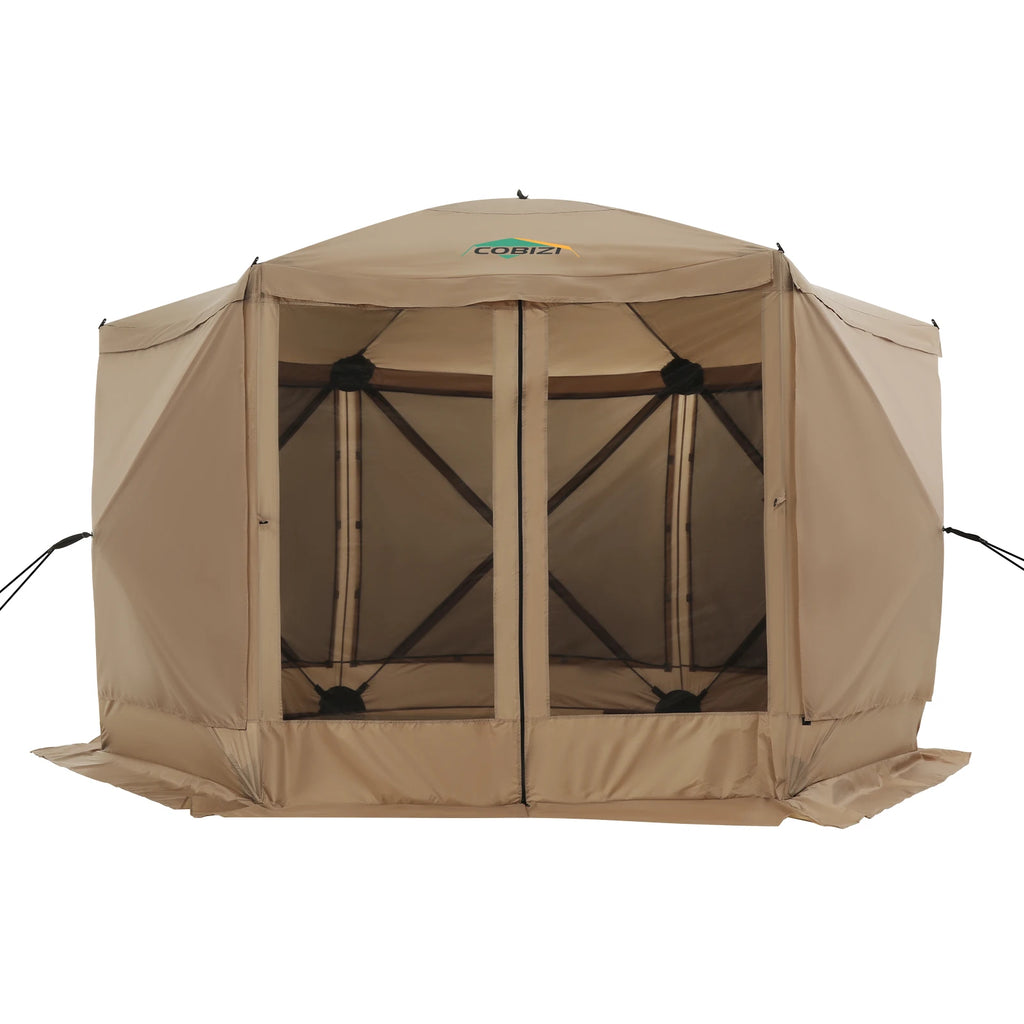 12x12ft Pop up Gazebo Screen House Tent with Mosquito Netting, 6 Sided Pop-up Canopy Shelter Tent Easy-Set Portable Gazebo