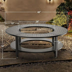48" Fire Pit Surround Tabletop for Solo Stove Yukon/Bonfire & Tiki, Powder-Coated Steel Surround Table with Firewood Storage Sh