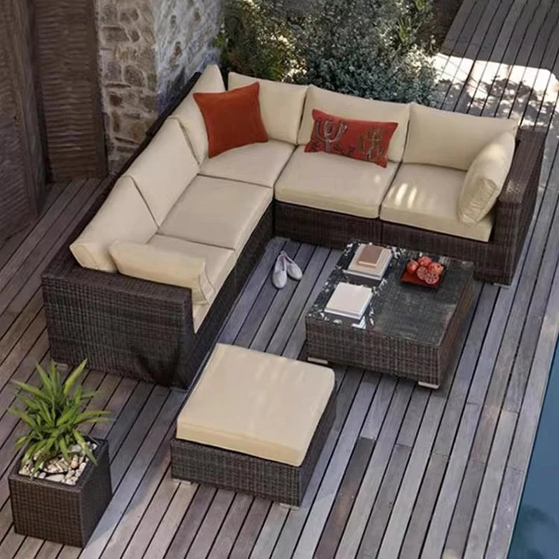 Outdoor Rattan Garden Furniture Sets Sofa Modern Luxury Metal Garden Furniture Sets Storage Table Conjunto Trendy Furniture