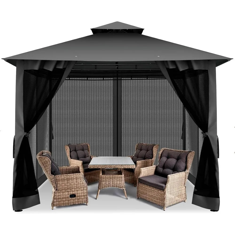 Gazebo with Improved Cold-Proof Nettings Winter Gazebos on Clearance Heavy Duty Gazebos Double Roof with Metal Frame Gazebo Ten