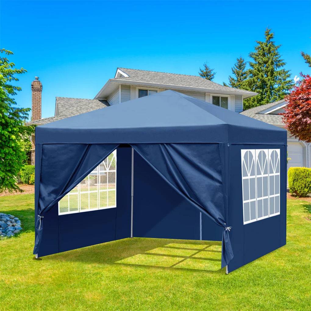 3x3m Waterproof Right-Angle Folding Tent with Two Doors and Two Windows Easy Up Gazebo Canopy with Carry Bag Portable Canopies