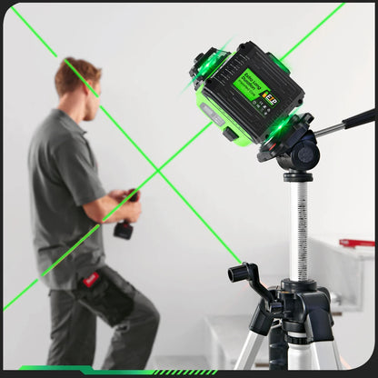 Laser Level 360°  | Green Beam w/ Remote & Tripod  | 16-Line 4D