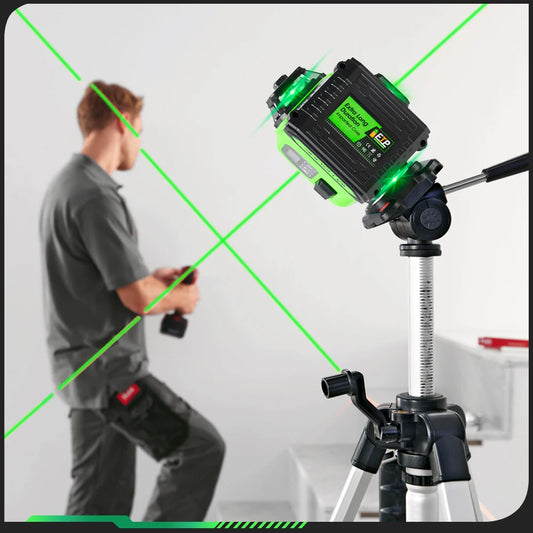 Laser Level 360°  | Green Beam w/ Remote & Tripod  | 16-Line 4D