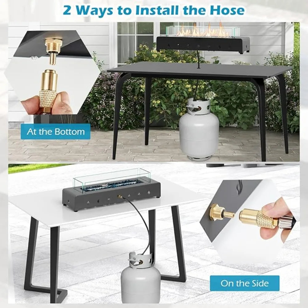 30 Inch Tabletop Propane Fire Pit, 40,000 BTU Table Top Firepit Fire Bowl with Wind Guard, Glass Rocks, Stainless Steel