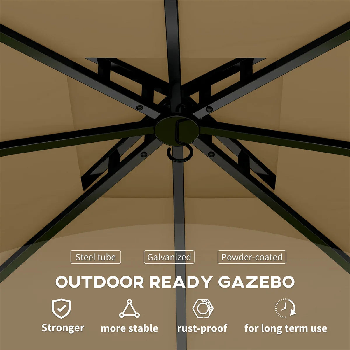 Outdoor Gazebo 10x12 Ft Hardtop Gazebo, Aluminum Frame with Galvanized Steel Roof for Patio