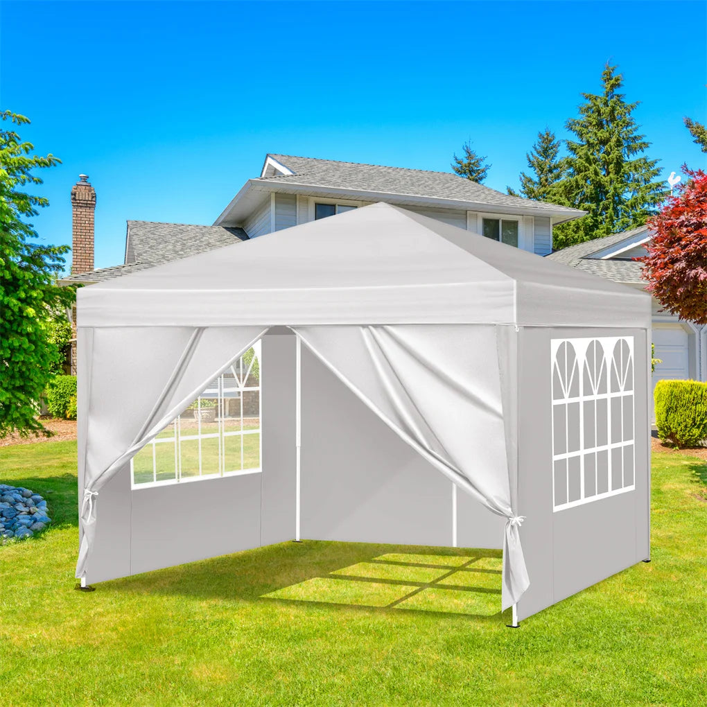 3x3m Waterproof Right-Angle Folding Tent with Two Doors and Two Windows Easy Up Gazebo Canopy with Carry Bag Portable Canopies