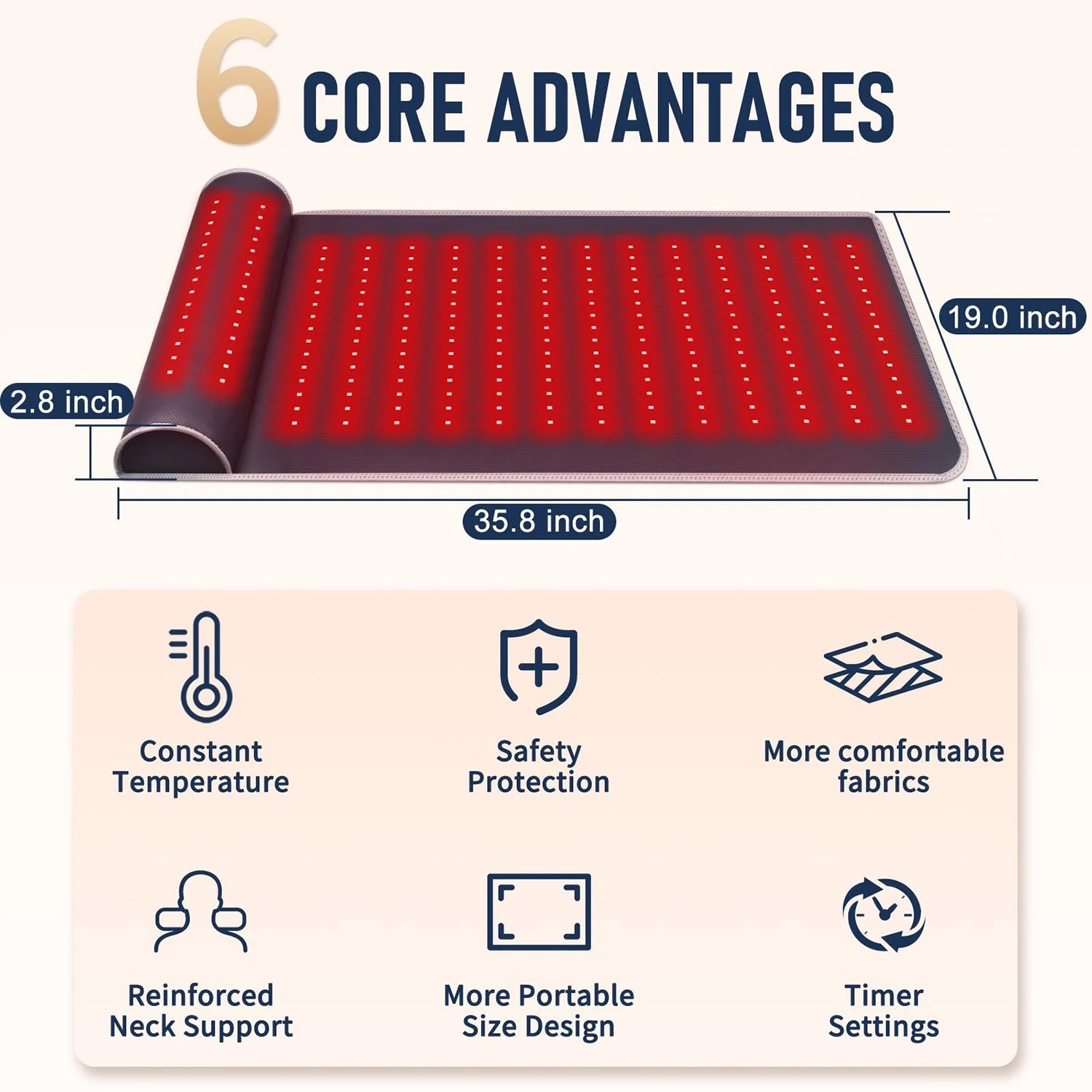 Red Light Therapy Mat with Ergonomic Neck Support & Far Infrared Heating - Full Body Pain Relief for Home & Clinical Use - 675