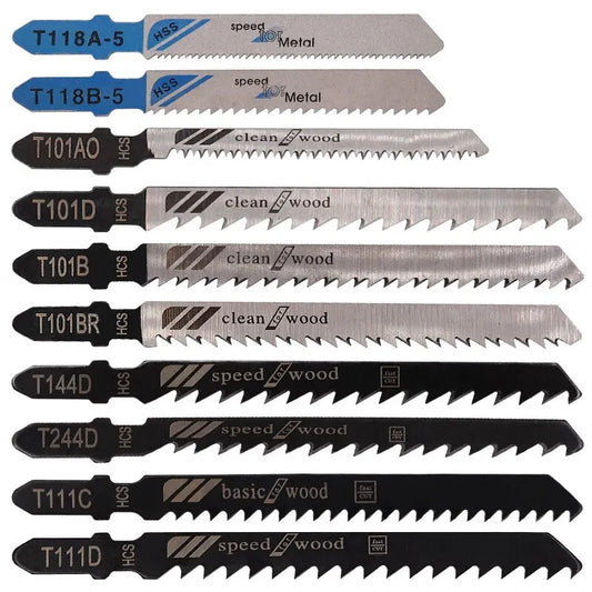 10PCS Electric Jig Saw Blades for Wood, Metal, Plastic – Fine & Coarse Teeth | Anti-Collapse Design