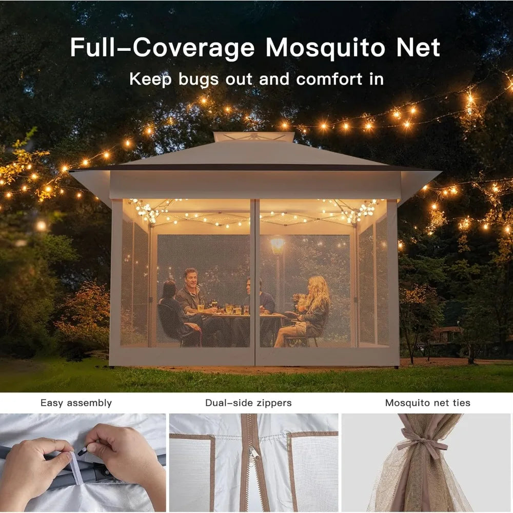 13x13 Pop Up Gazebo - Outdoor Canopy Tent with Mosquito Netting,Gazebos on Clearance,Gazebo for Backyard & Patio Furniture