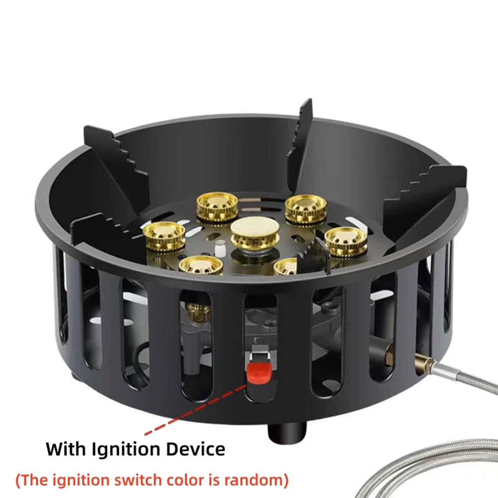 19800W 7-Core Camping Stove High-Power Gase Burner Windproof Stove Electronic ignition Outdoor Stoves Hiking Camping 2023