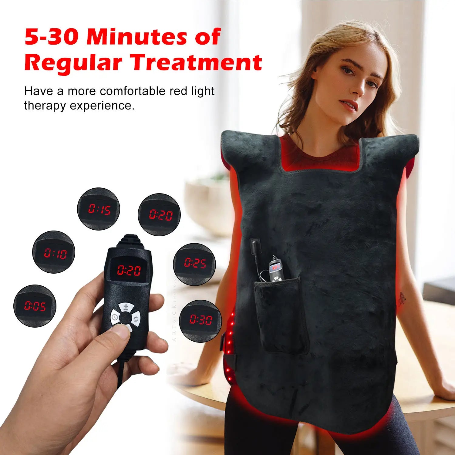 Red Light Therapy Vest for Body, 3-in-1 Led Bead 660 & 850 nm Infrared Light Therapy Pad for Body Wearable Wrap Pain Relief Device