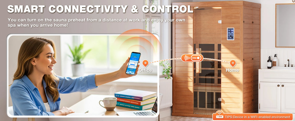 Polar Aurora 2 Person Indoor Sauna Spectrum Infrared Sauna Easy to Install w/ BT and WiFi Control 5 Heater Panels, Home and Gym