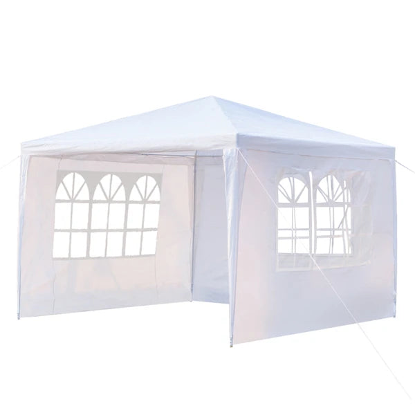 10x10 Ft White Outdoor Gazebo Canopy | Waterproof Heavy Duty, 3 Removable Sidewalls with Windows | Easy Setup, Ventilated Design