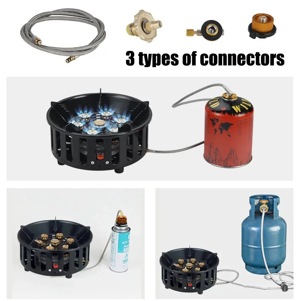 19800W 7-Core Camping Stove High-Power Gase Burner Windproof Stove Electronic ignition Outdoor Stoves Hiking Camping 2023